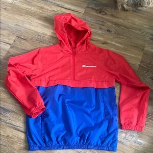 Champion Red and Blue windbreaker Rain Jacket  Athletic Wear boys LG